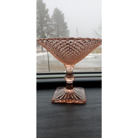 Vintage 1930’S Anchor Hocking “MISS AMERICA” Pink depression Compote EXCELLENT - Picture 8 of 10